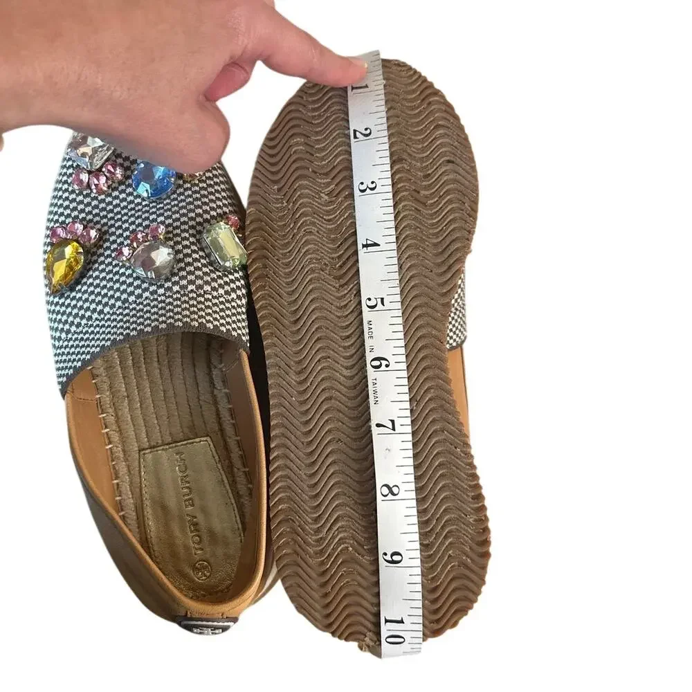 Tory Burch Crystal Daisy Espadrilles Jeweled Slip On 6.5